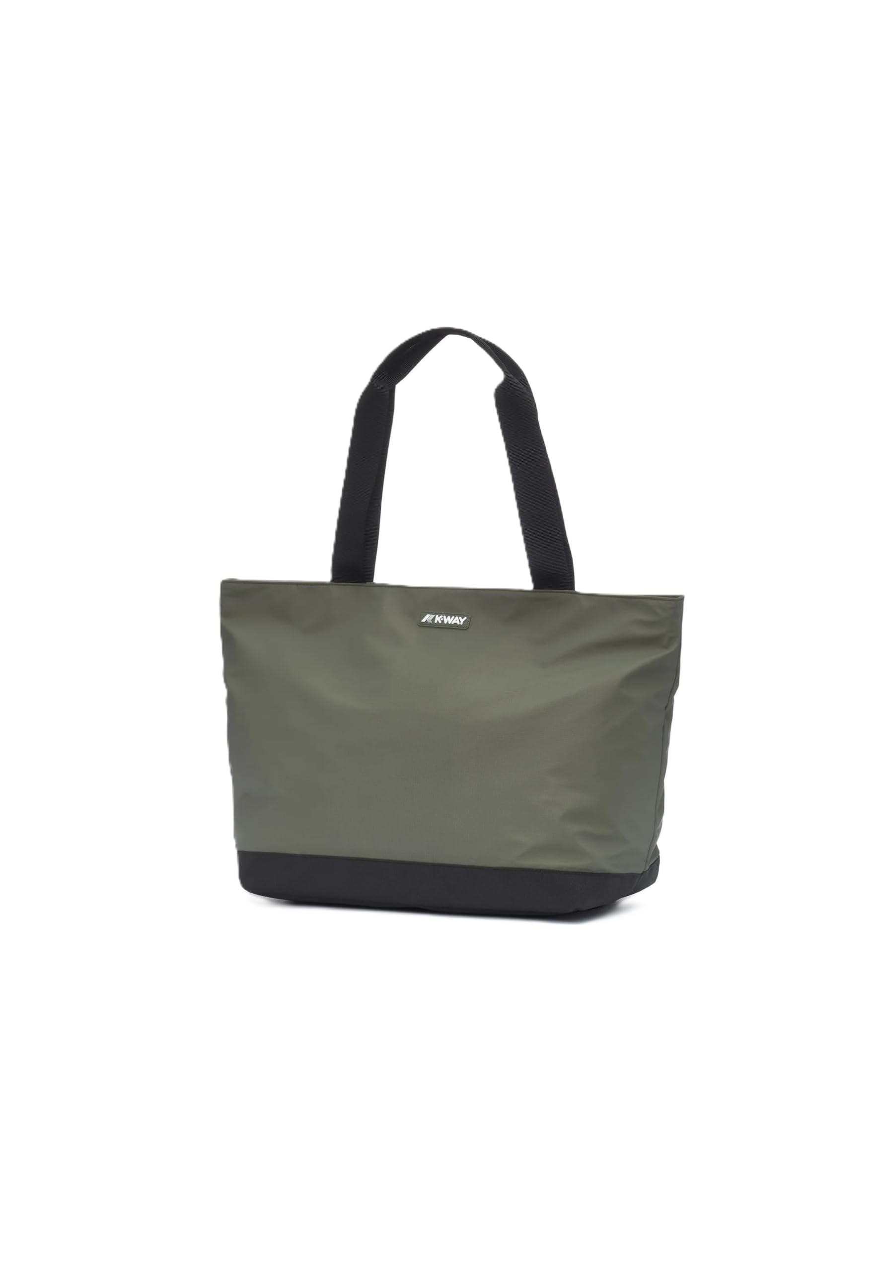 K-Way Borsa Shopper Clere, Grande, 100% Nylon, Verde e Nero, 52x33x21 cm, Doppio Manico, Chiusura a Cerniera