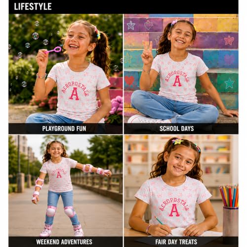 Image of Girls T Shirts - Soft Cotton Blend Short Sleeve Cute Graphic Tees - Classic Crewneck Logo Tee Girls Shirts (Sizes: 7-16)