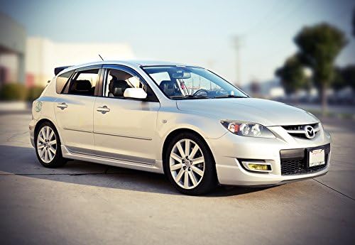 WellVisors Window Visors Wind Deflectors Compatible with Mazda 2004-2009 Mazda 3 Hatchback Premium Series Rain Guards 3-847MZ002
