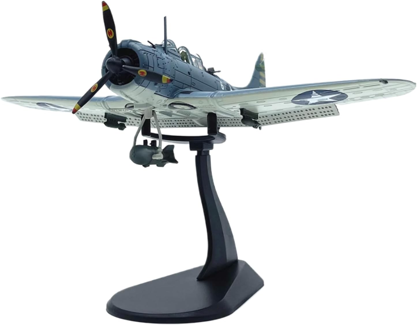 ZEZEFUFU 1:72 Alloy US SBD-3 Dive Bomber Aircraft Model Fighter Attack Plane Model with Display Stand