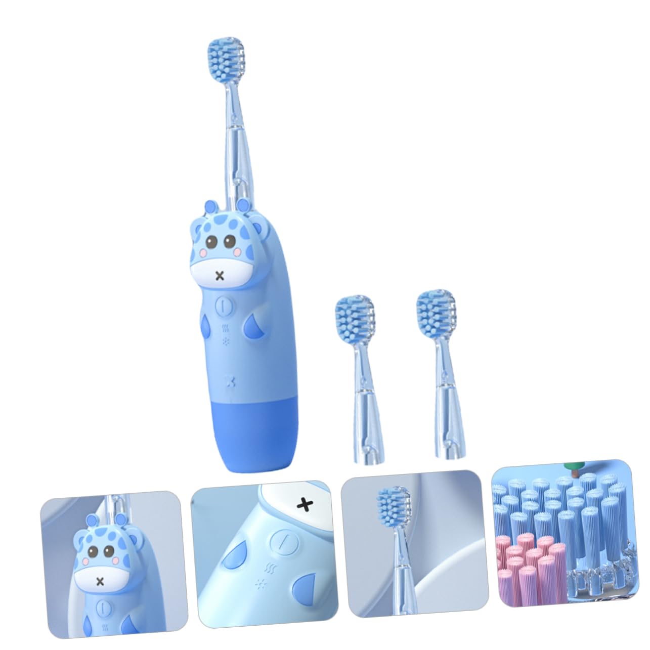 Cepillo de Dientes Eléctrico Frecuencia Ajustable y Resistente al Agua Material Silicona y Pc, Juego de 1 Set para Niños Adecuado para Bebés y Niños