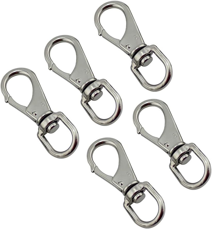 Generic 5PCS 304 Stainless Steel 88mm Swivel Eye Spring Snap Hook Heavy Swivel Spring Snap Hook - (Color: Stainless steel 304, Size: 88mm)