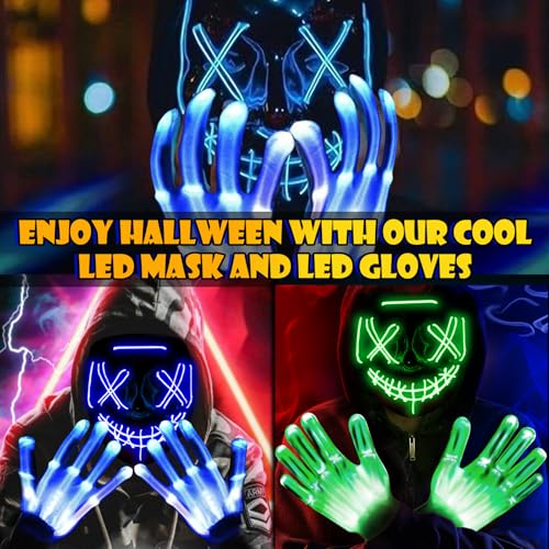 Letosan GREENMASK-LETOSAN-2024 Halloween Mask Led Light Up Purge Mask With Led Gloves, 3 Modes Glow Scary Halloween Costume thumb #5