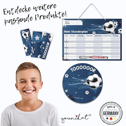 younikat Fußball Stundenplan in blau I DIN A4 Papier-Block I zum Schulanfang I für Jungs Teenager I zum Beschriften und Abreißen I dv631