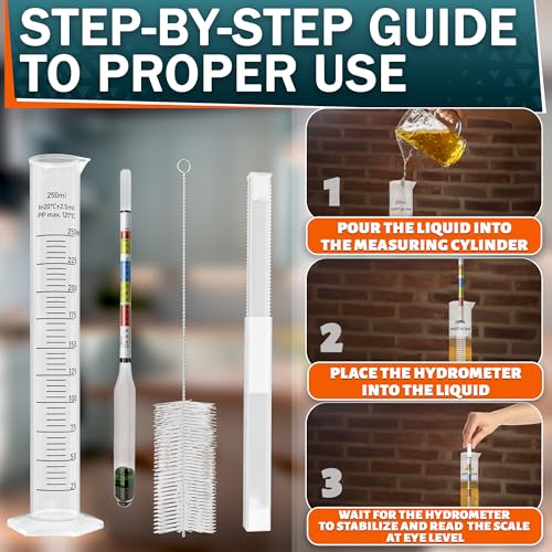 image for Vibrant Kitchen Triple Scale Hydrometer Alcohol Kit With Plastic Test 