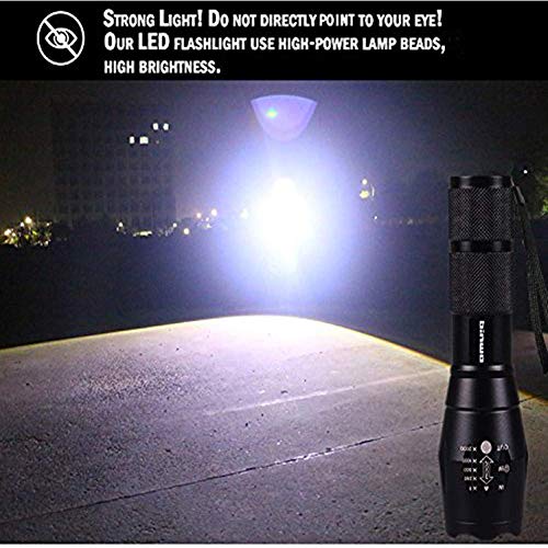 BINWO LED Tactical Flashlight T2000[2 Pack], 2000 High Lumens, 5 Light Modes, Zoomable and Waterproof Flashlight, Best Camping Gear, Tactical Equipment, Emergency flashlights 6×AAA Batteries Included - Thumbnail 7