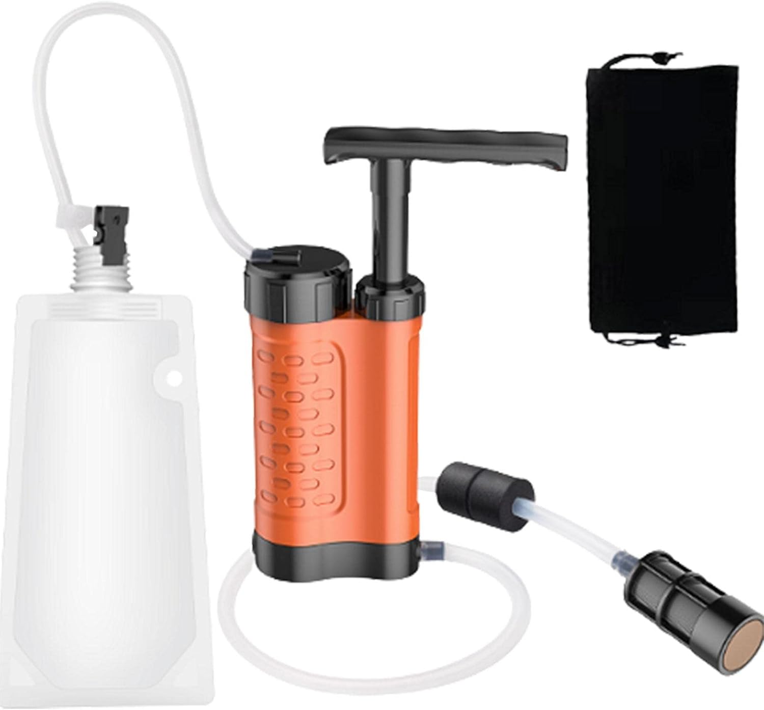 Naysku Water Purification System for Survival, Portable Water Filter System, Water Purification Survival Gear, Lightweight Hand-Pump Water Filter for Backpacking Hiking Camping Travel