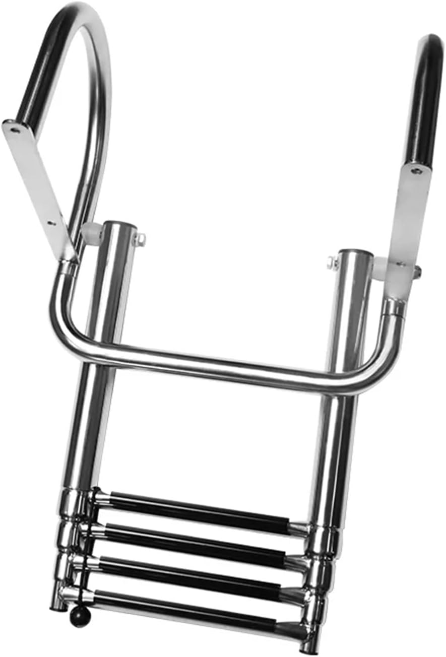 4 Step Boat Accessories Stainless Boat Boarding Telescoping Ladder Sliding Folding Swimming Launching Ladder with Handrail