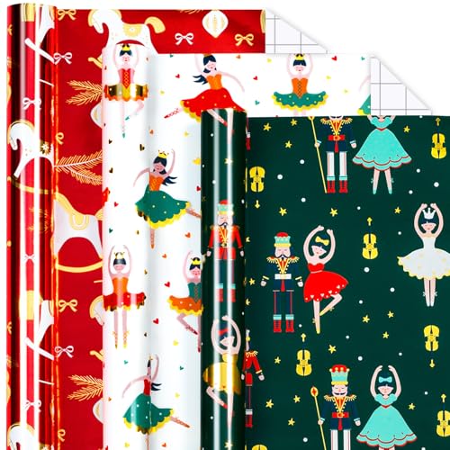 Papier cadeau de Noël en feuille métallique rouge brillante pour emballages de luxe