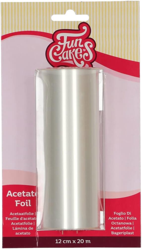 FunCakes Acetate Foil: Foodsafe, Suitable for Chocolate, Suitable for Making Cheesecake and Bavarois, 12 cm x 20 m