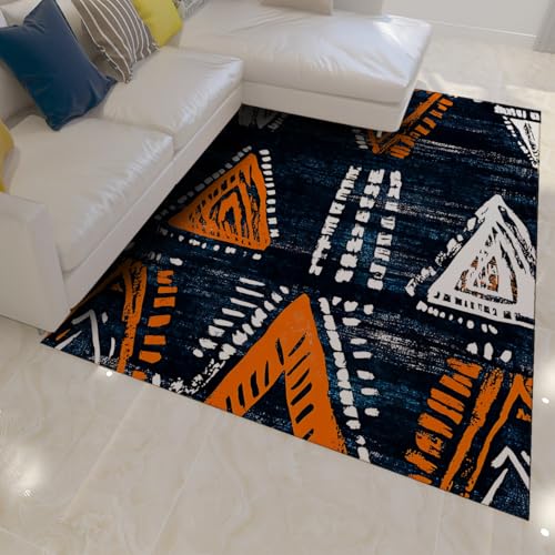 Tapis lavable à triangles orange pour une salle à manger moderne - 3