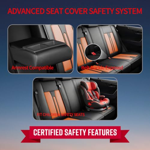 Image of Fit Terrain Car Seat Covers (5 Seats Full Set) Compatible with GMC Terrain 2010-2024 2025 2026 - Full Coverage Premium Breathable Leather,Airbag Compatible,Waterproof & All-Weather,Black-Brown