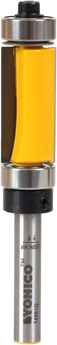 YONICO Router Bits Pattern Bit Flush Trim Top and Bottom Bearing 1-Inch 1/4-Inch Shank 14981q