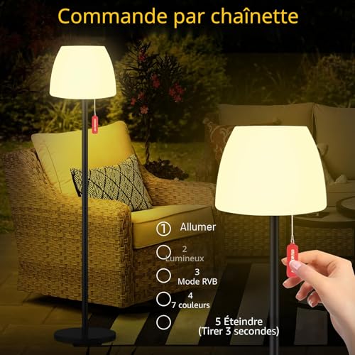 Lampe de sol extérieure solaire LED RVB et blanc chaud sans fil - 2