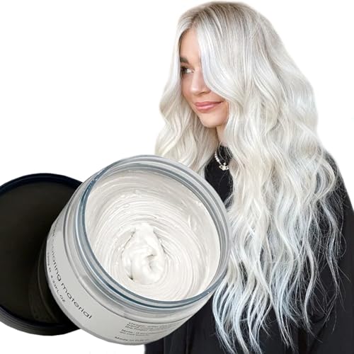Color Cabello Cera Tinte Instantáneo para Cabello Lodo Cabello Desechable Crema para Peinado Natural Modelado Temporal Pomada Arcilla Blanco