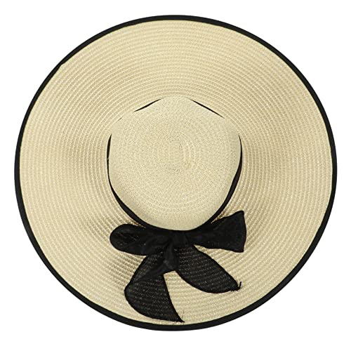 Chapeau de plage femme en paille beige avec visière et grand bord respirant