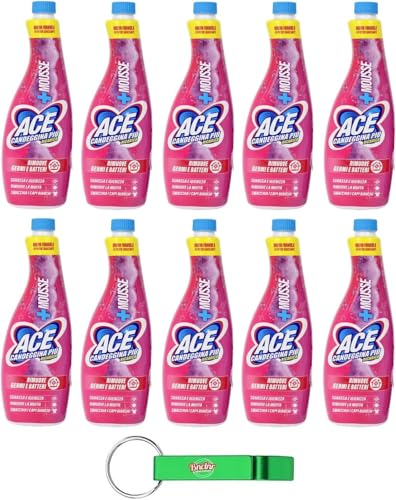 ACE Candeggina + Mousse - Desengrasa las superficies de la casa y las manchas más difíciles en la ropa, botella de recarga de 700 ml + llavero Beni Culinari gratuito