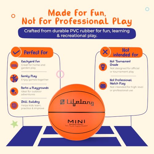 Image of Lifelong Mini Basketball for Kids | Lightweight PVC | Soft Training Ball | Indoor & Outdoor Play | Toy for Toddlers | 5.8 inches