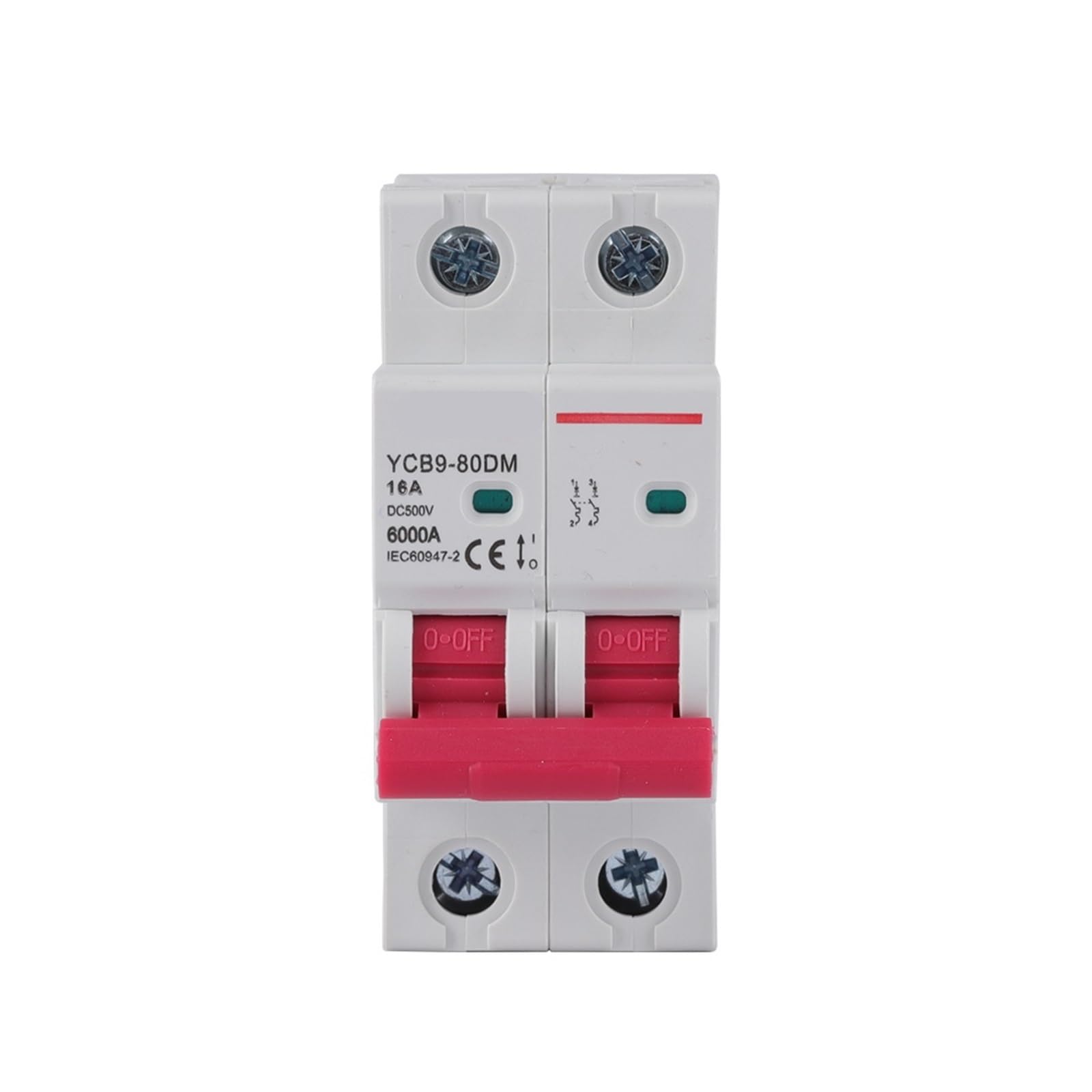 2P DC MCB Circuit Breaker 6KA 500V 16A-50A for PV System - Compact Size 2-Pole Switch with 500V Rating(16A)