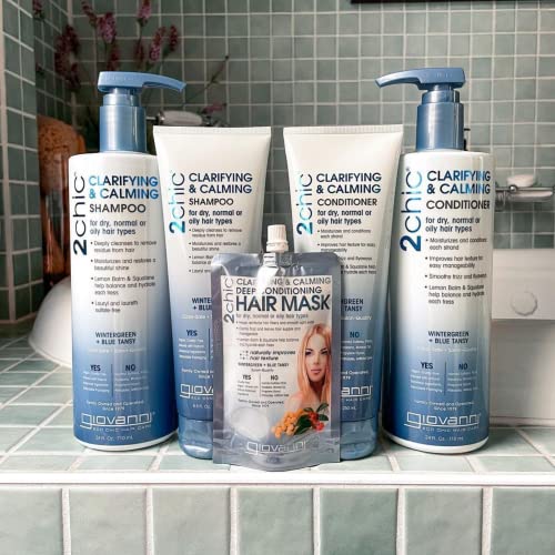 Giovanni 2Chic Clarifying & Calming Conditioner, 24 Oz. - Lemon Balm & Squalane Balance & Hydrate, Color Safe, Paraben Free, Lauryl & Laureth Lauryl & Laureth Sulfate Free, Vegan Friendly #TOP3