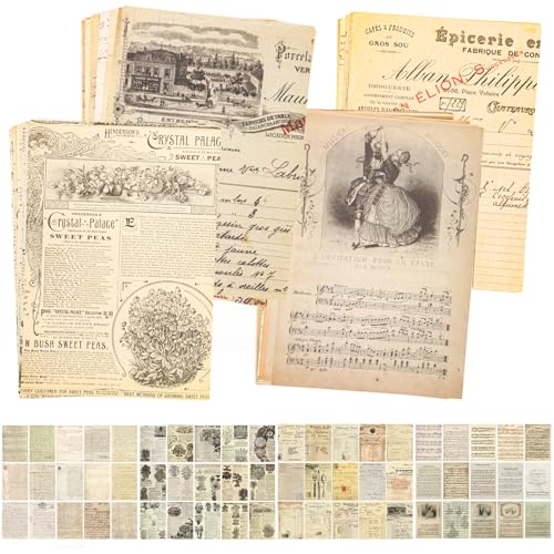 120 Blätter Scrapbooking Papier Vintage Scrapbook Paper zum Basteln, 20 X 14cm Designpapier Motivpapier mit 4 Stile Papier Muster für Scrapbook, Fotoalbum, Tagebuch, Notizbuch, Bullet Journal