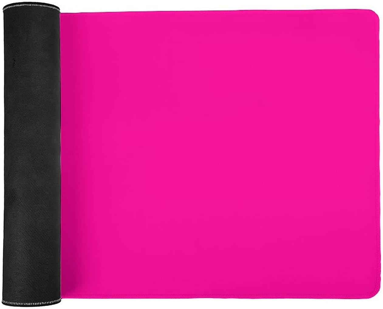 Desk Mat Large Mouse Pads with Stitched Edge, Modern Solid Color Hot Pink Desk Pad Gaming Writing Mat for Computer Keyboard & Office Desktop 16" x 36"