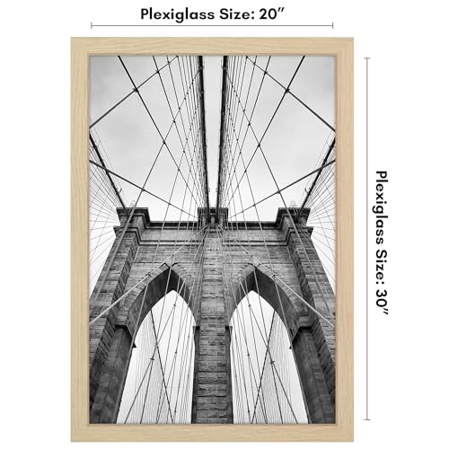Americanflat 20x30 Poster Frame with Polished Plexiglass - Epic Collection - Gallery Wall Frames with Engineered Wood - Wide Photo Frame for Wall Display - Natural Oak