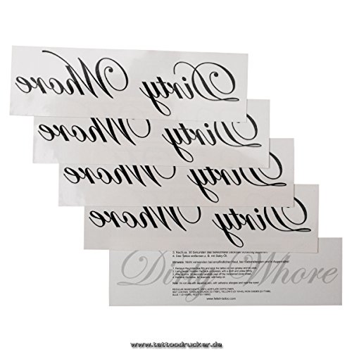 2 x"Dirty Whore" temporary tattoo lettering in black - Fetish kinky tattoo