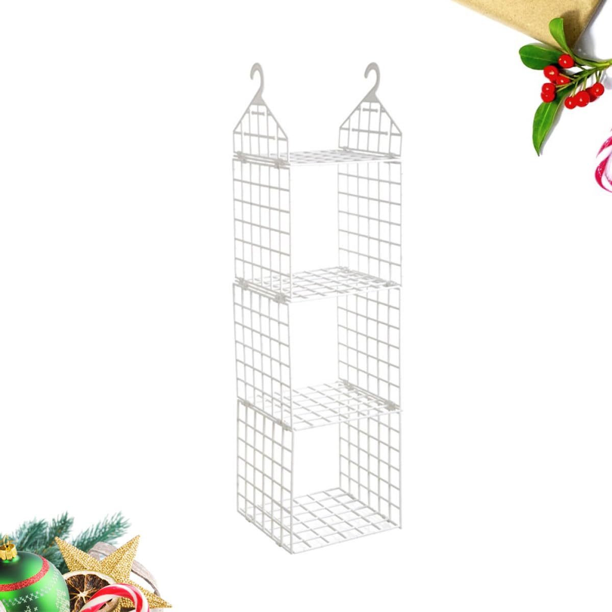 OUNONA Organizador Colgante Plegable de Armario, 3 Niveles, PP, White | Rejilla Ventilada, Gancho Integrado, Instalación sin Herramientas, Ahorro de Espacio para Ropa y Accesorios