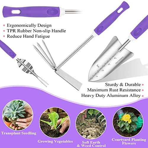 Purple-Garden-Tool-Set-Gardening-Items-for-Women-11PCS-Heavy-Duty-Garden-Tools-with-Detachable-Storage-Bag-Weeder-Dual-Purpose-Hoe