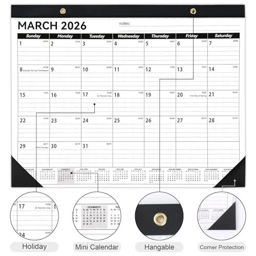 Calendario de escritorio 2025-2026 de 14x11 pulgadas planificador mensual de 18 meses para oficina 3