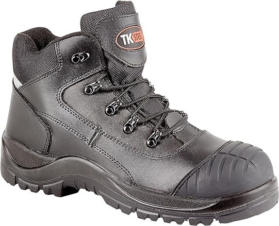 Black Leather Safety Work Boot with Scuff Toe Cap S3 TK Steel 2115 (UK 9)