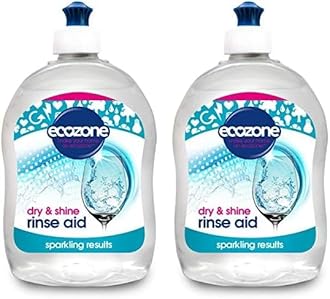 Ecozone Rinse Aid, Natural Rinsing Aid for Dishwashers, Dry & Shine Gentle Formula for Sparkling & Streak-Free Results, Leaves Glass & Crockery Hygienically Clean, Vegan Friendly Solution (500ml)