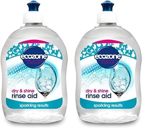 Ecozone Rinse Aid, Natural Rinsing Aid for Dishwashers, Dry & Shine Gentle Formula for Sparkling & Streak-Free Results, Leaves Glass & Crockery Hygienically Clean, Vegan Friendly Solution (500ml)