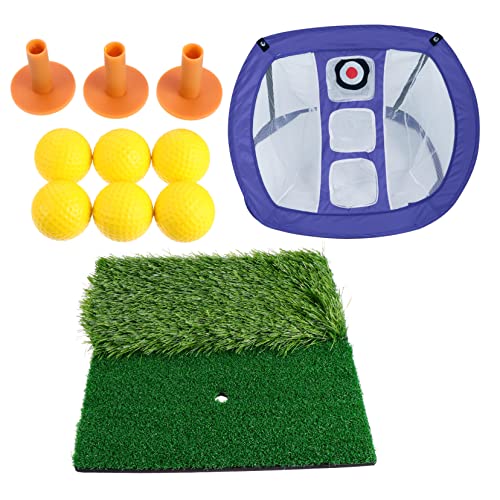 WOONEKY Portable Golf Practice Set Training Net Mats Practice Net Training Durable Nylon Easy to Carry Great for Hitting Chipping