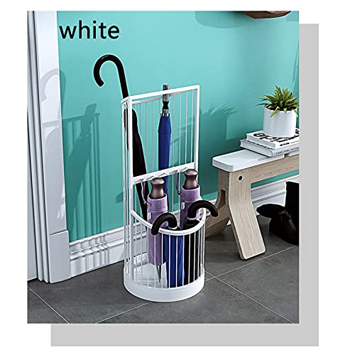 Paragüero para entrada que ahorra espacio con diseño blanco de 2 capas 6