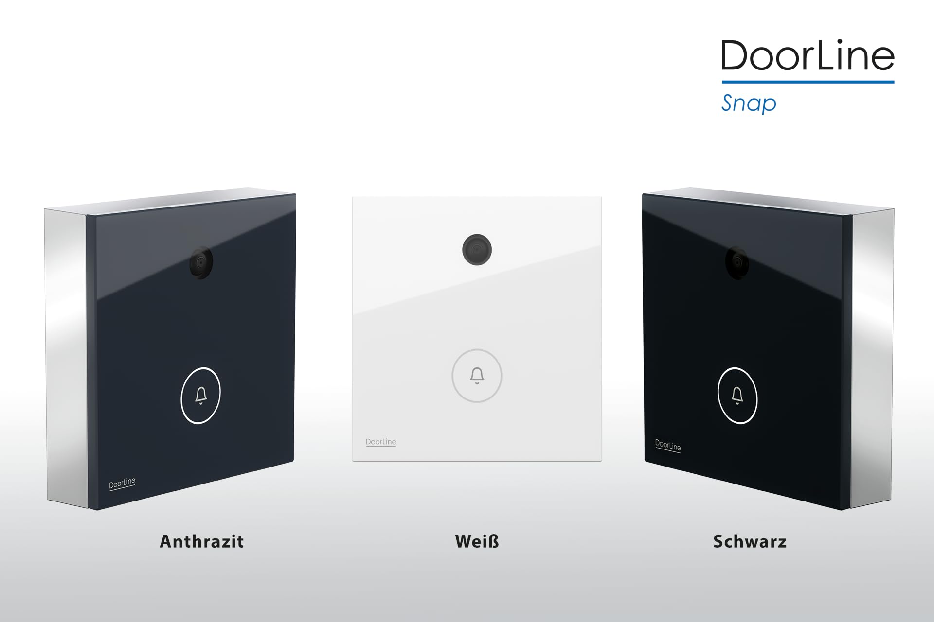 Türklingel mit Bildübertragung ohne Cloud, DoorLine Made in Germany | elegante Glasoberfläche, Schwarz, WLAN-Klingel, perfekt für alle FRITZ!Box Modelle, Smart Home-kompatibel, Snapshotfunktion
