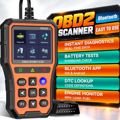 AMTIFO OBD2 Scanner Bluetooth Diagnostic Tool - iOS/Android Compatible, Real-Time Data, Battery Tester, Plug and Play, Emissions Readiness for Car Owners & Mechanics