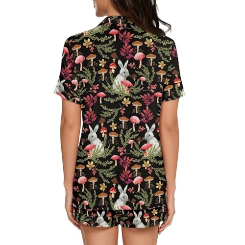 Image of Pjs Womens Short Sleeve Button Down Pajamas Set Two-Piece Nightwear with Pockets
