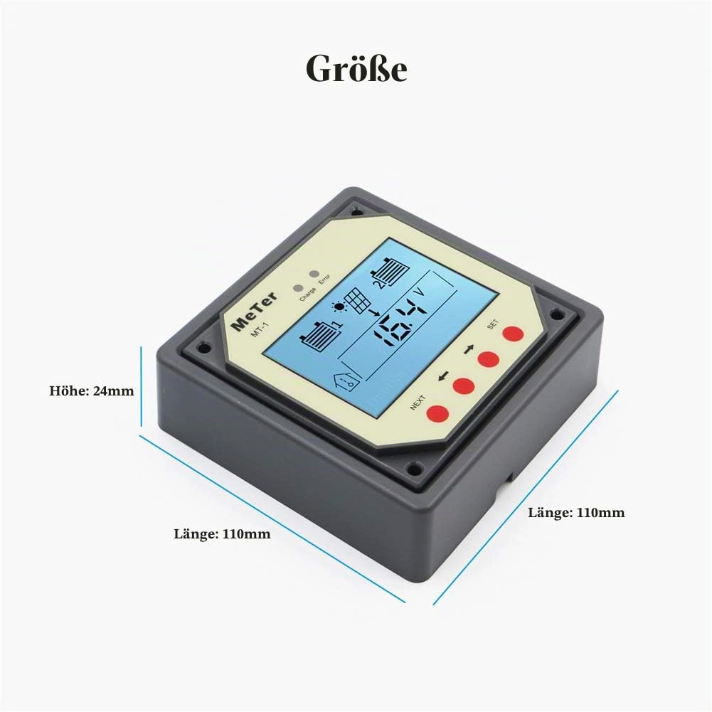 SolaMr Fernanzeige Instrument für Duo-Battery-Solarladeregler mit 10-Meter-Kabel für EPIPDB-COM-Serie (MT-1)