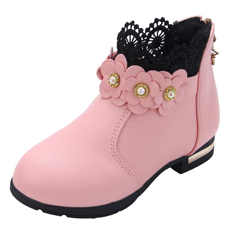 EnJoCho Toddler Single Shoes Kids Low Heel Dress Booties Side Zipper Short Breathable Shoes Girls Shoes Fashion Ankle Boots