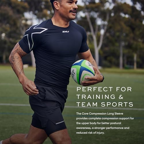 2XU Men's Core Compression T-Shirt - Enhance Performance and Recovery - Black/Silver2