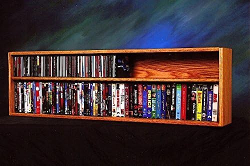 Wood Shed Solid Oak Wall or Shelf Mount for CD and DVD/VHS Tape/Book Cabinet Honey Oak