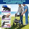 PLANET WALK Foldable Rollator Walker: 10 & 8 All-Terrain Wheels, 300lb Capacity, Treaded Rubber Tires, Breathable Seat & Backrest, Lightweight Mobility Aid for Seniors, Blue