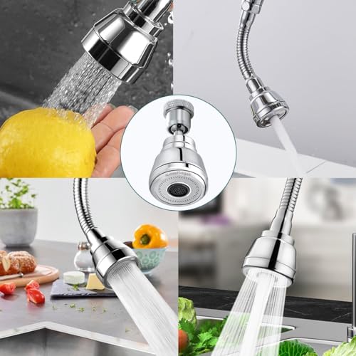 Image of Kitchen Faucet Aerator - 360 Rotatable, 3 Flow Modes, Anti-Splash, Water Saving Sink Faucet (Big+Medium-Both, 2)