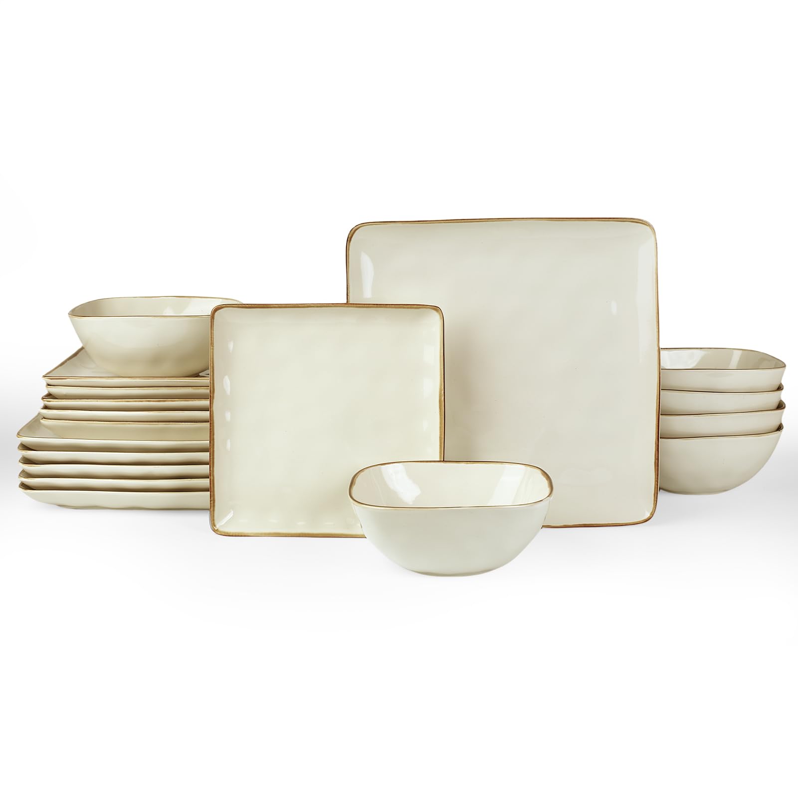 Amazon.com: Famiware Ocean Square Plates and Bowls Set, 18 Pieces