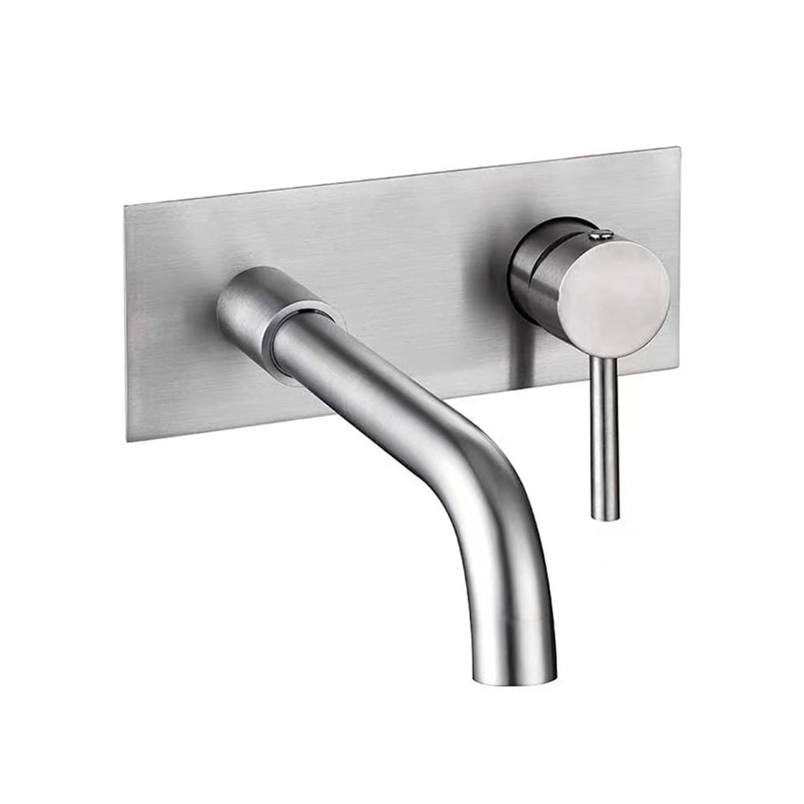 Robinet lavabo mural encastré luxe en acier brossé inoxydable durable