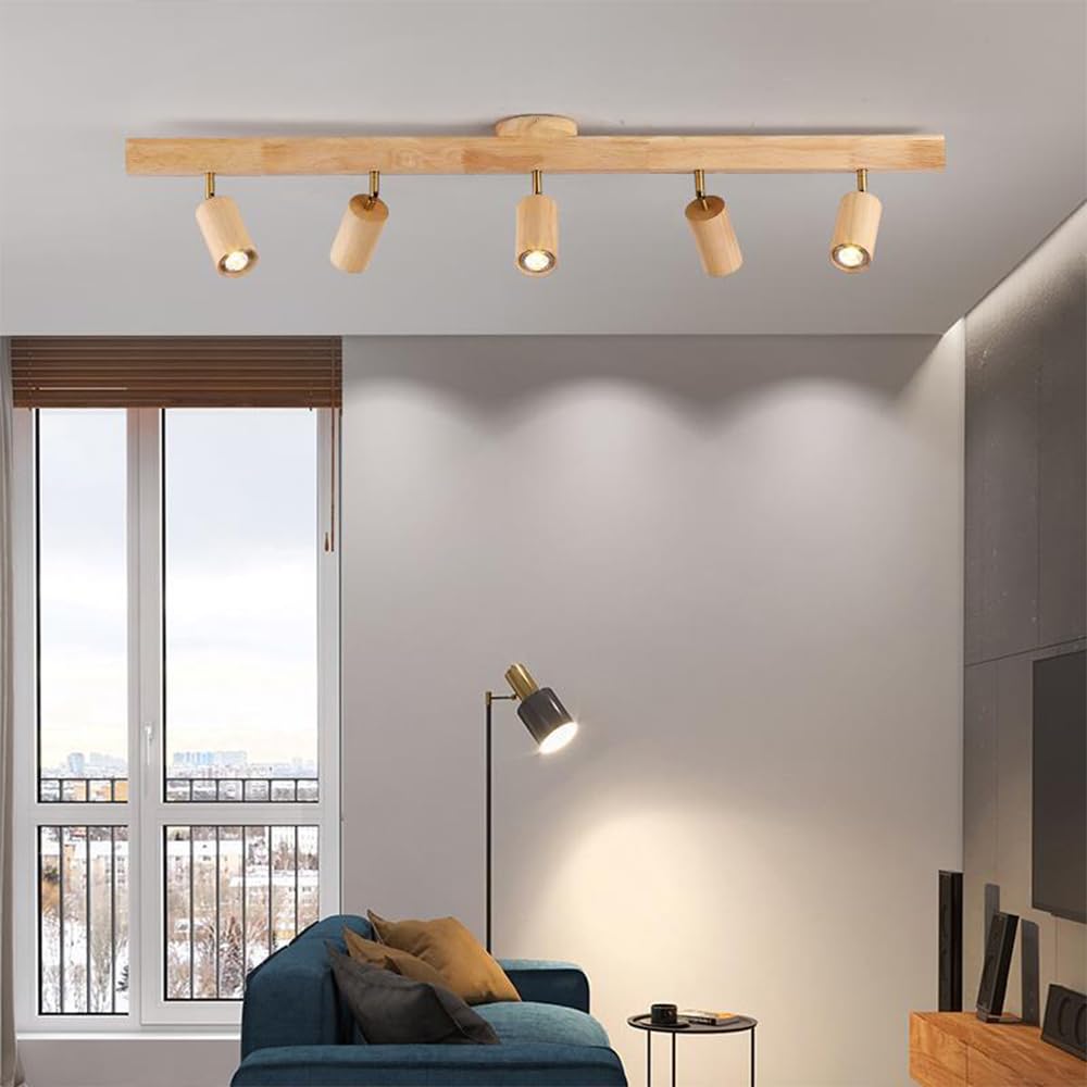 Faretti LED in Legno Faretti da soffitto Regolabili Faretti da Binario fissi Apparecchio di Illuminazione Luci girevoli da Parete Faretti direzionali Lampade Aent per Cucina Camera da Letto Soggi