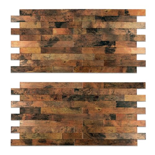 Yipscazo 40 Sheets Peel and Stick Stone Metal Backsplash Tiles,