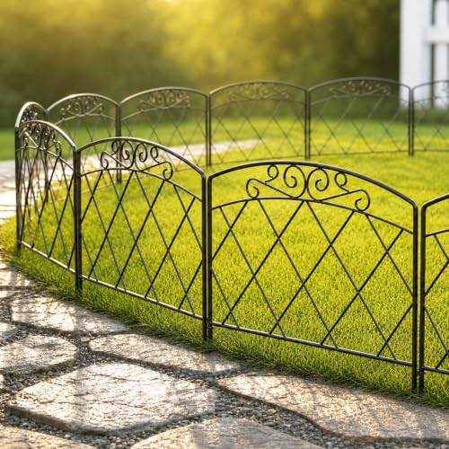 ARIFARO Dekorativer Gartenzaun 60cm H X 56cm B 5 Paneele Kein Graben Tierbarriere-Zaun, Haustierzaun Rostfreies Metallgitter-Panel-Begrenzung für Hunde, Kaninchen und Terrasse.